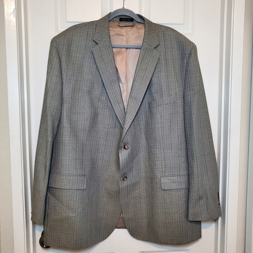 LAUREN RALPH LAUREN Mens 50R Beige Houndstooth Silk/Wool BLAZER Sport Coat